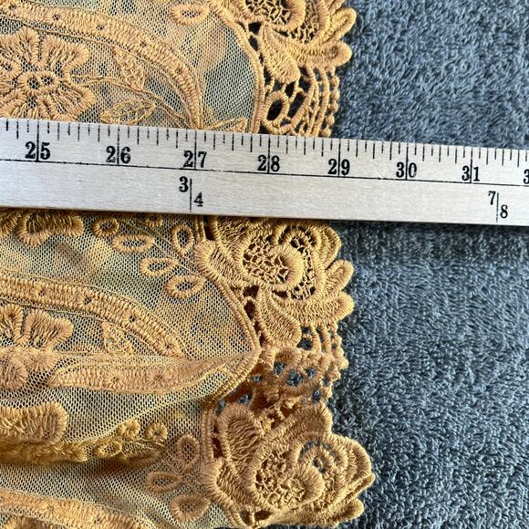 Mind Set By XCVI Top Womens Large Yellow Lace Crochet V-Neck Boho Festival NEW - Picture 8 of 9